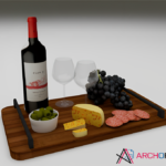 Wine and Cheese Tray SketchUp Component
