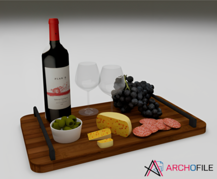 Wine and Cheese Tray SketchUp Component
