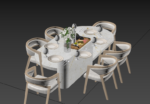 Luxury Dining Table 3D Model in 3DMAX