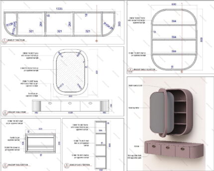 Dressing Table CAD Details technical drawing