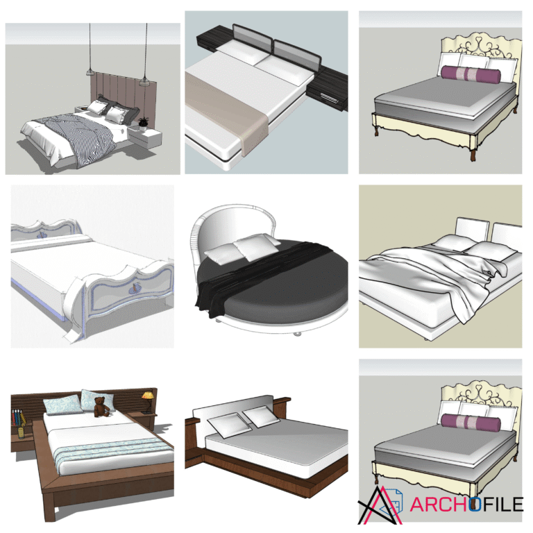 Bed Pack Component SketchUp 3D Model