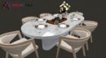 Luxury Dining Table 3D Model Side View