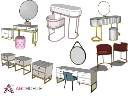 Dressing Table 3D Model full view