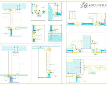 Glass wall details AutoCAD drawing