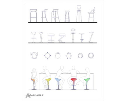 High Chairs For Bar CAD Block preview