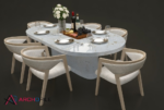 Luxury Dining Table 3D Model Front View
