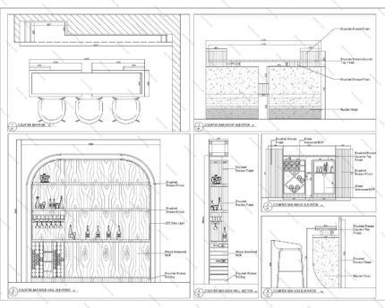 Modern Counter Bar CAD Details plan