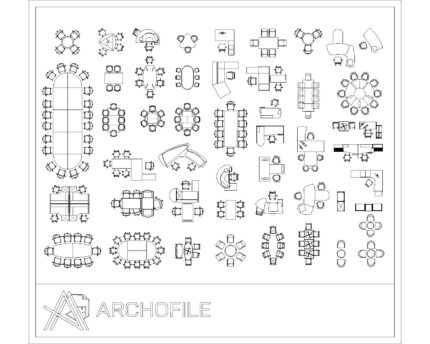 Modern office furniture CAD block