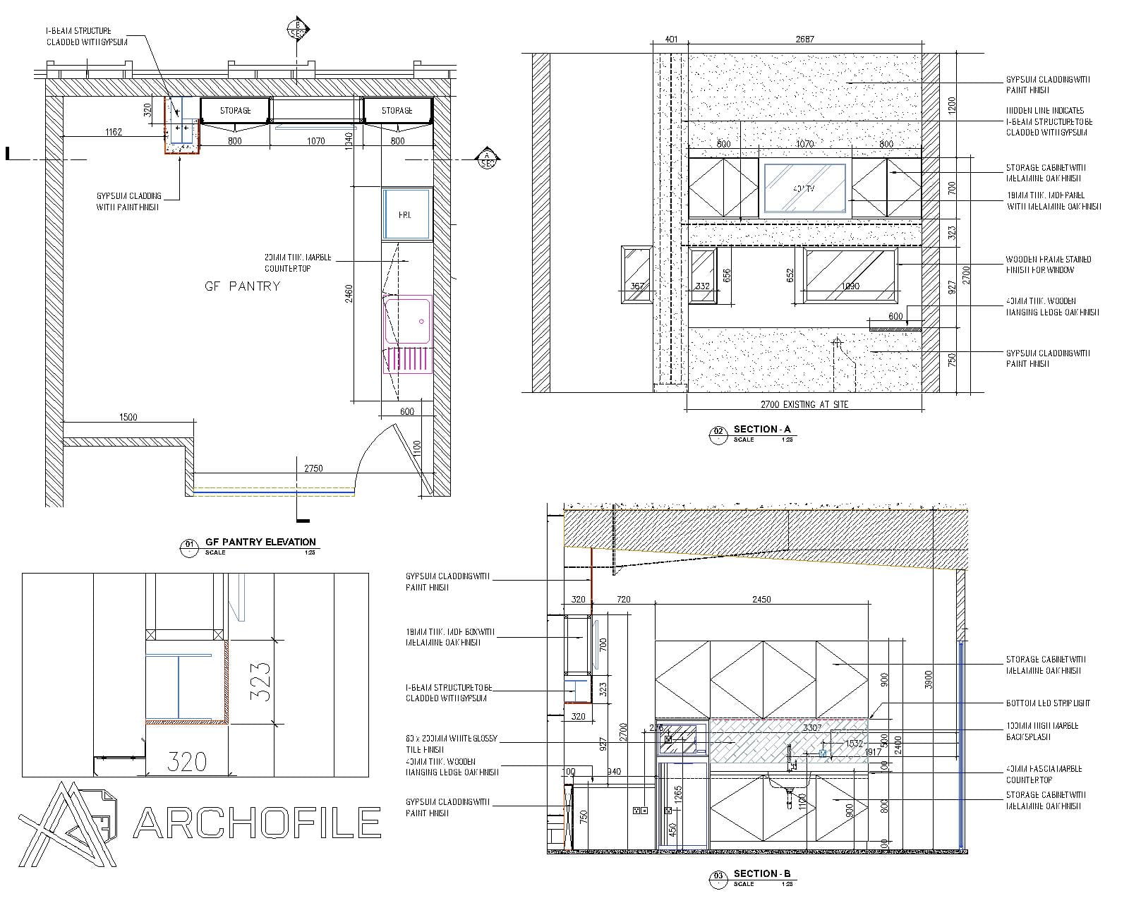 Pantry CAD Shop Drawing Layout Pantry CAD Shop Drawing Plan
