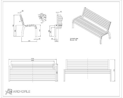 Park Bench CAD Block preview