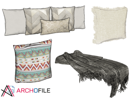 pillow pack 3d model decorative cushions set