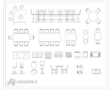 Bar Furniture CAD Block layout preview