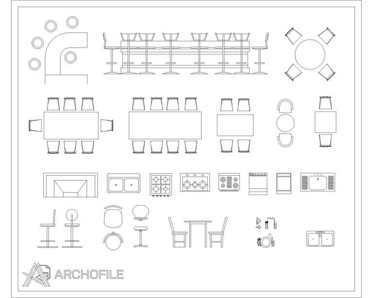 Bar Furniture CAD Block layout preview