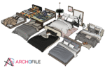 modern bed component pack 3d model pillows and bedding detail