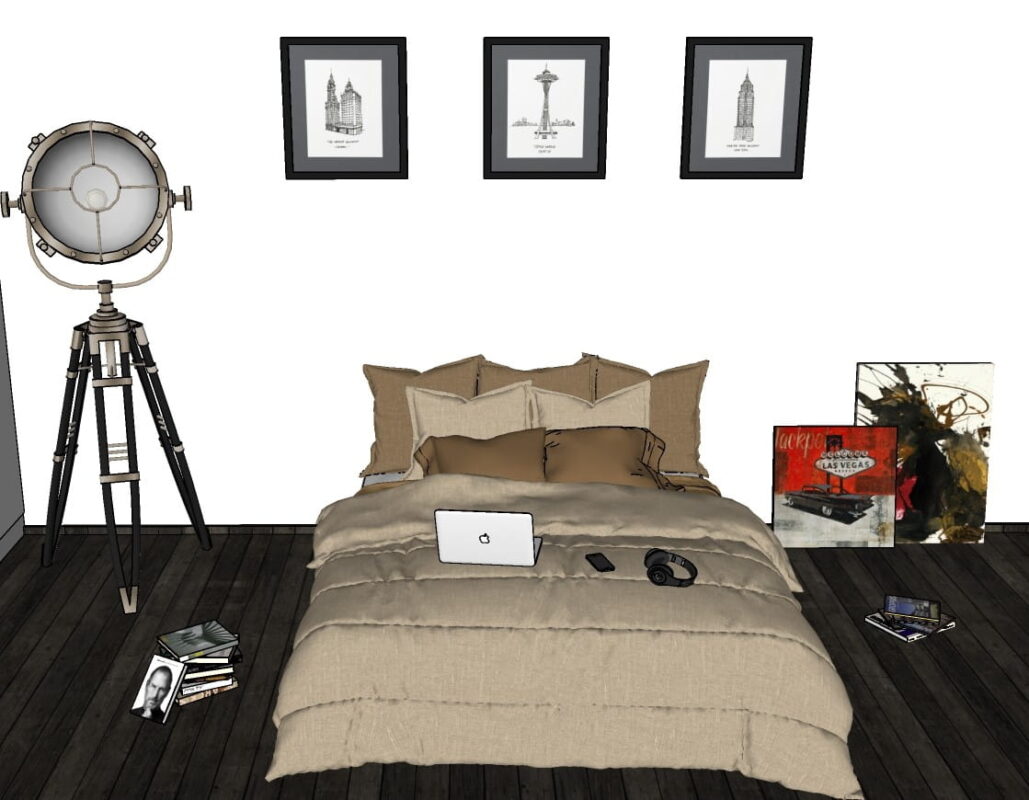 bed with accessories 3d model modern bedroom