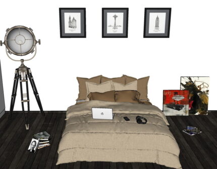 bed with accessories 3d model modern bedroom