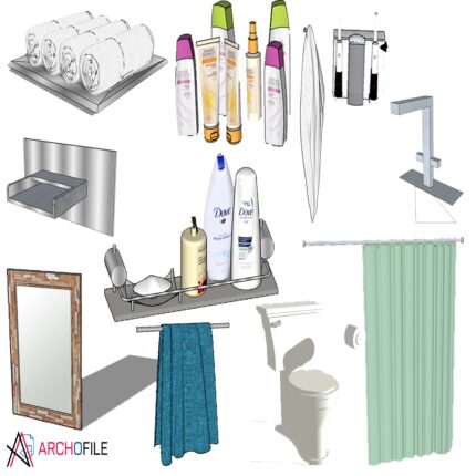 Bathroom Accessories 3D Model Pack Towels Decor
