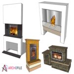 Fireplace 3D Model Pack interior scene