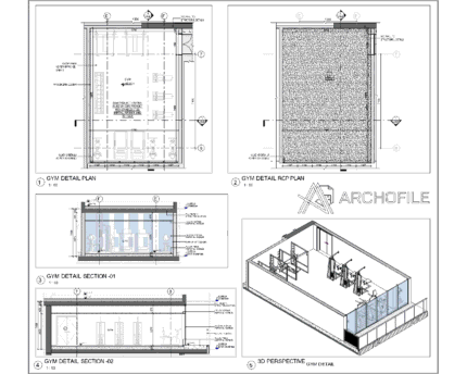 Gym Architecture CAD Drawings floor plan