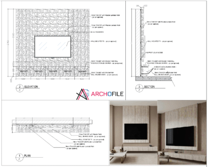 Luxury TV Wall Panel AutoCAD Detail