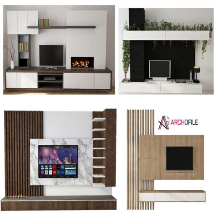 Modern TV Unit Pack 3D Model