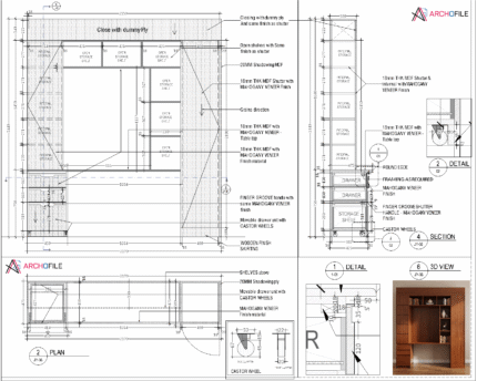 study table joinery detail autocad drawing