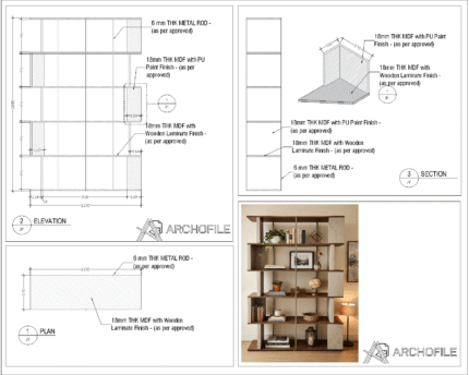 stand joinery detail autocad drawing