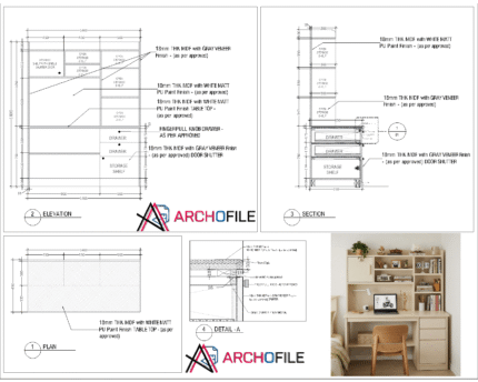 study table joinery drawing autocad detail