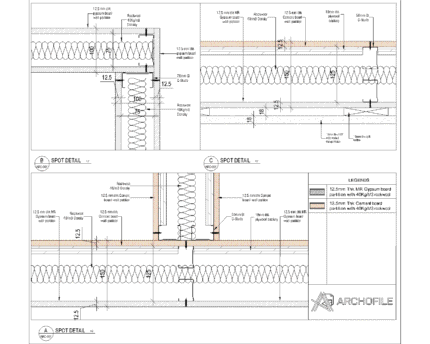 Gypsum Wall Partition CAD Detail